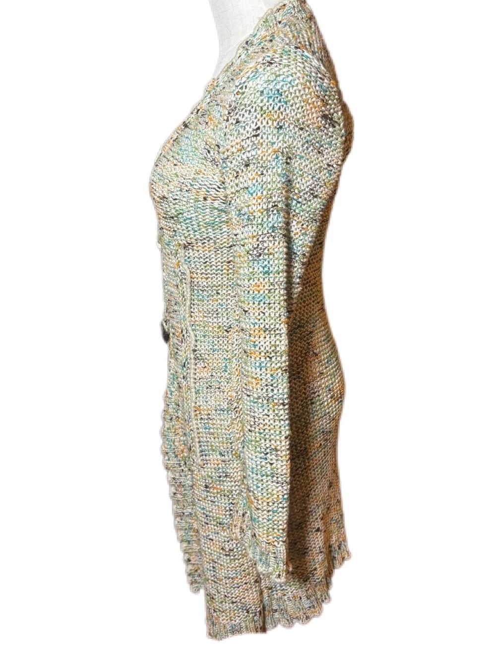Vertigo Paris Y2K Chunky Space Dye Cardigan Small Ruffle Hem - Picture 4 of 8